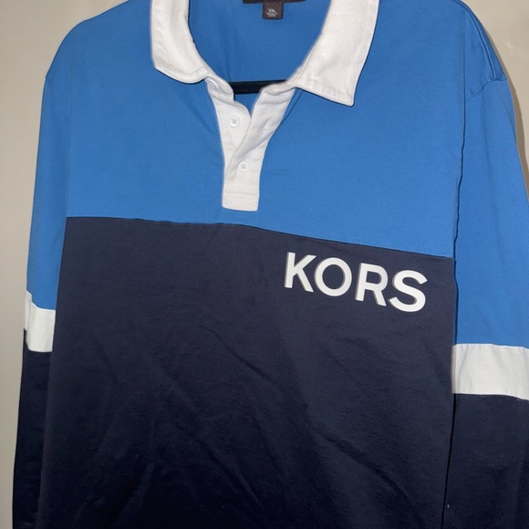 Michael Kors Other - Michael Kors Blue and Black Shirt with White Collar